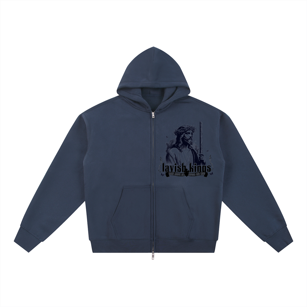 Essential Fleece Zip-Through Hoodie - LavishKings