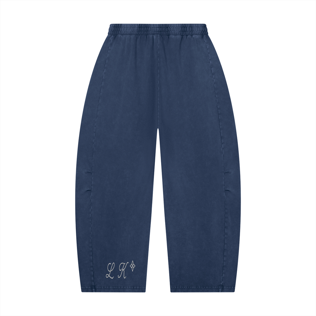 Unisex Mineral Wash Barrel Leg Pants