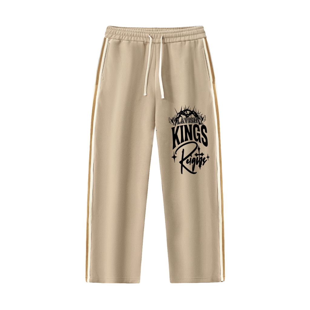 Contrast Side-Stripe Straight-Leg  Pants - LavishKings