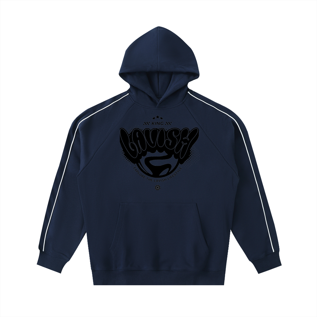 Contrast Piping Raglan Hoodie - LavishKings