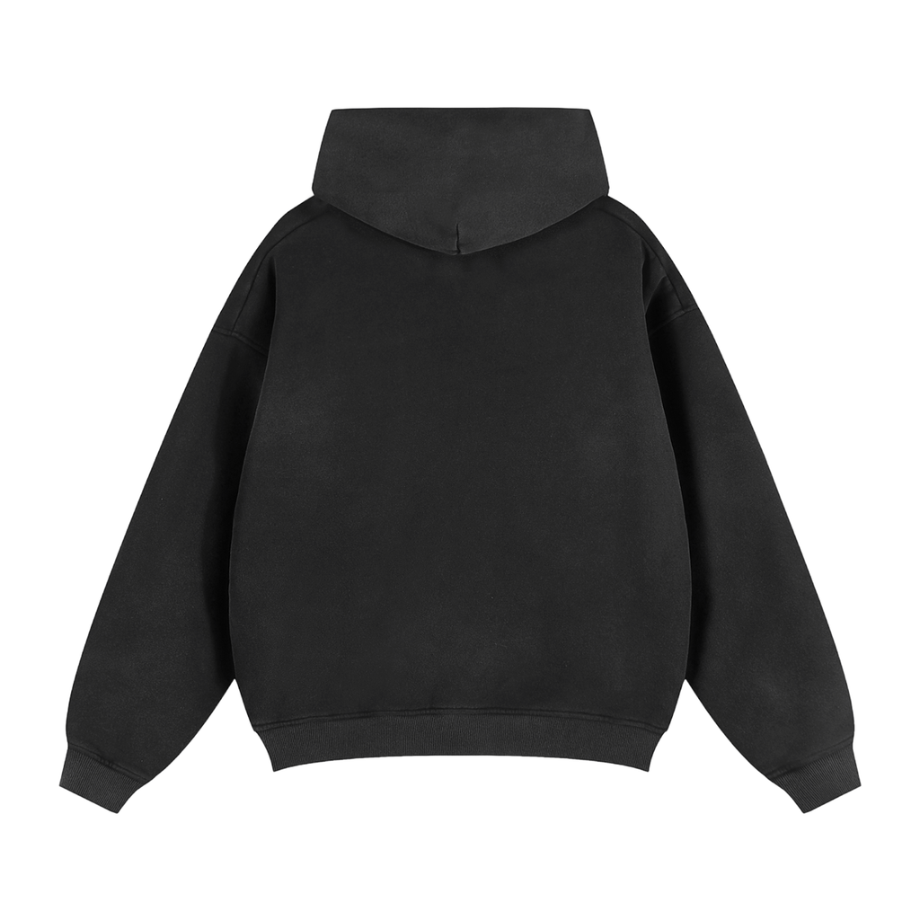 Sunfade Two-way Zipper Boxy Fleece Hoodie - LavishKings