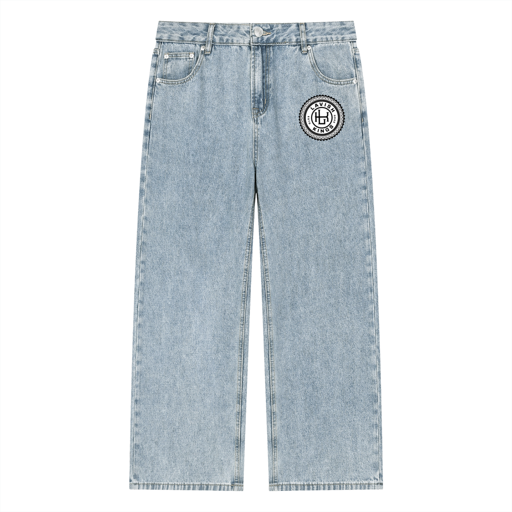 Unisex Vintage Wash Straight Leg Jeans