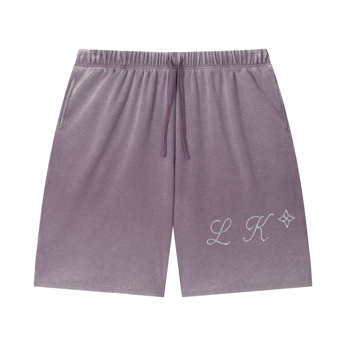 Unisex Vintage Wash Sunfade Waffle Raw Hem Shorts