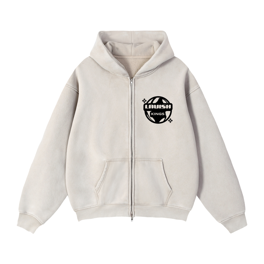 Zip-Through Boxy Fleece Hoodie - LavishKings