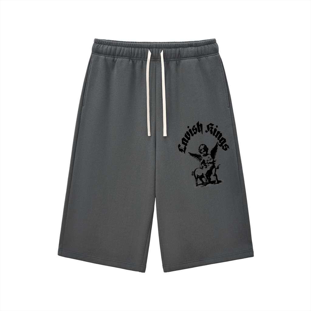 Relaxed Drawstring Three-quarter Sweatpants - LavishKings