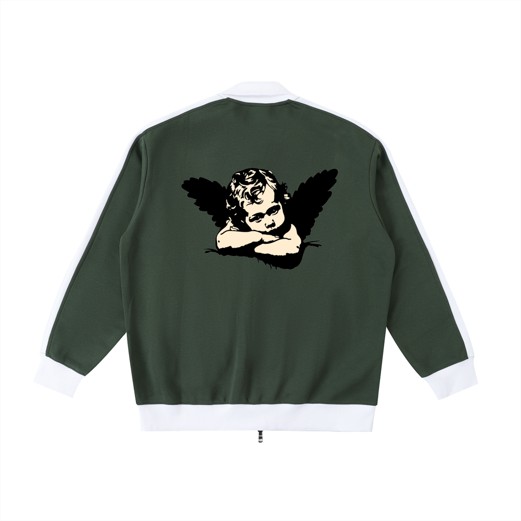 Contrast Trim Stand Collar Jacket