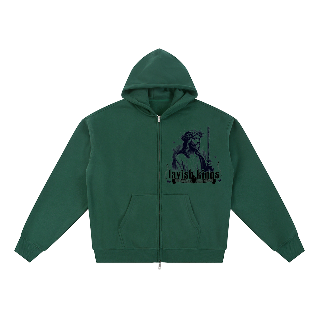 Essential Fleece Zip-Through Hoodie - LavishKings