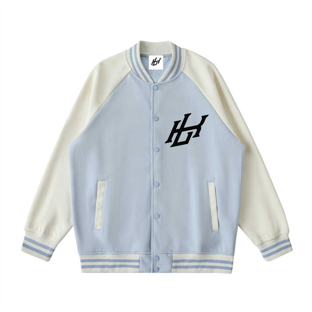Two Tone Raglan Sleeve Varsity Jacket - LavishKings