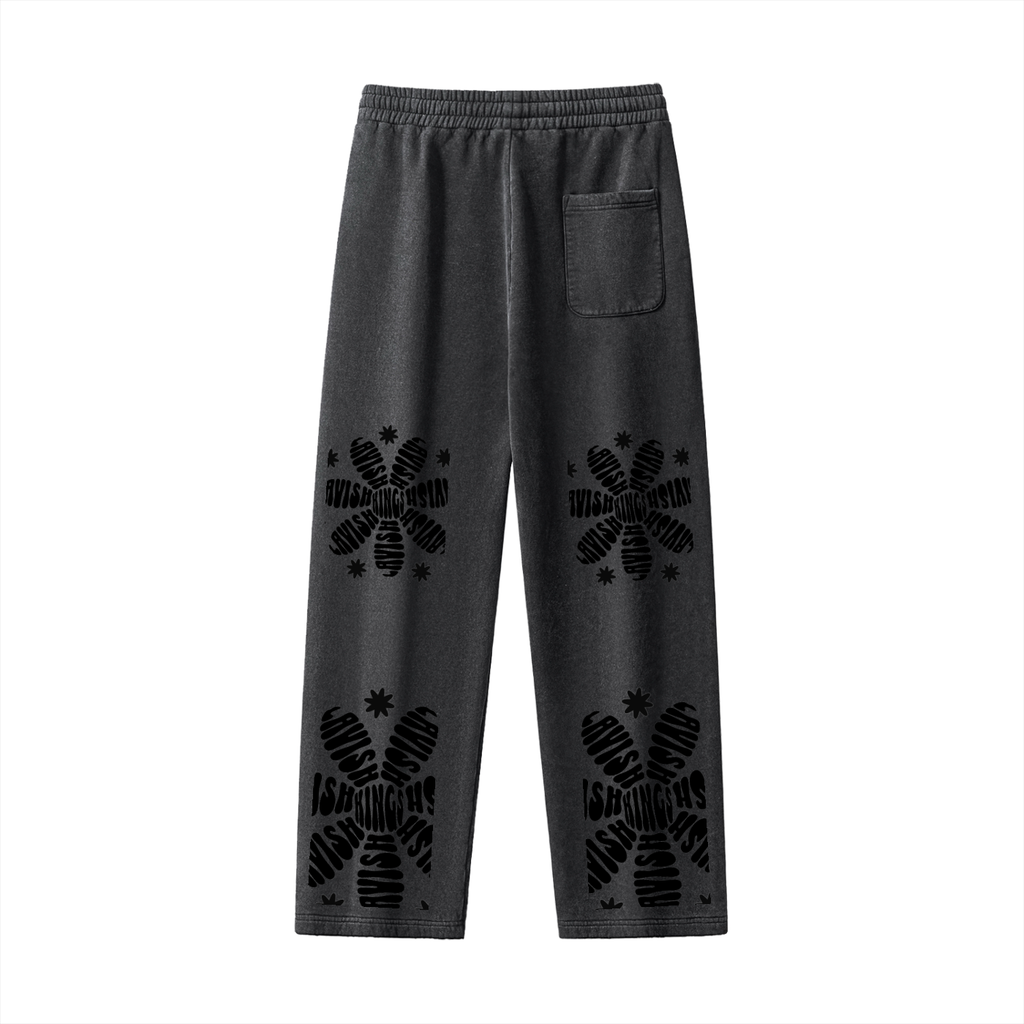 Frayed Enzyme Washed Fleece Sweatpants