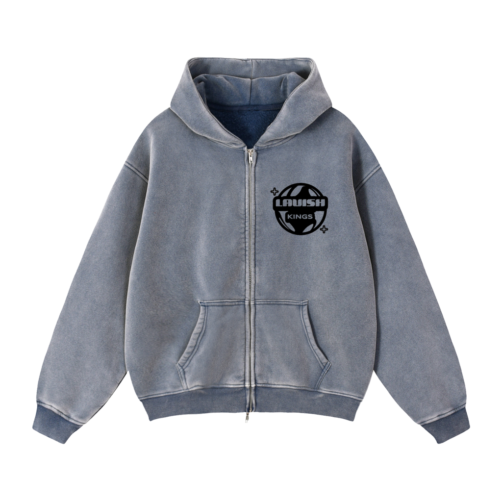 Zip-Through Boxy Fleece Hoodie - LavishKings