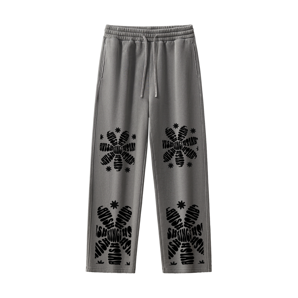 Frayed Enzyme Washed Fleece Sweatpants - LavishKings