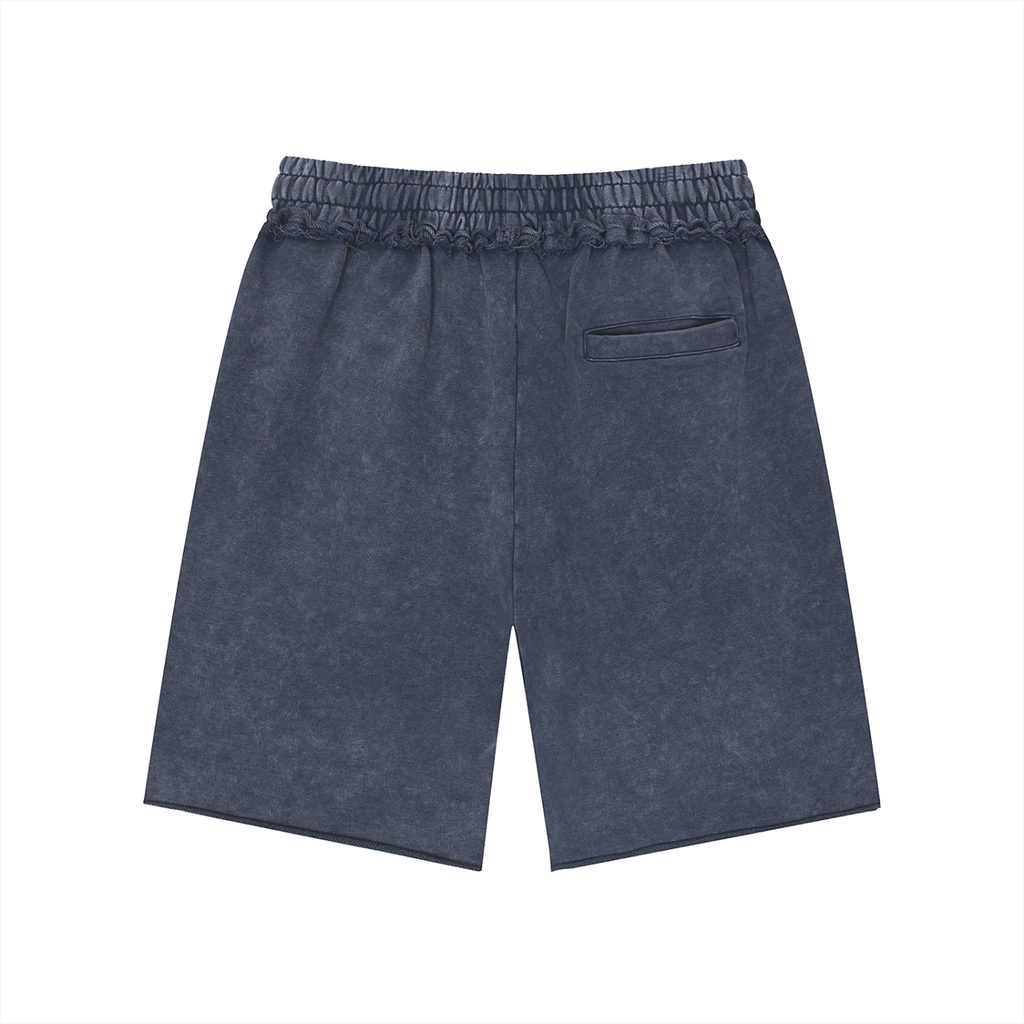 Unisex Mineral Wash Raw Edge Shorts