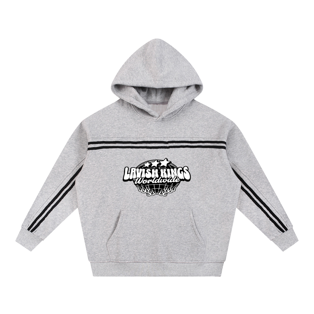 Sun Fade Contrast Tape Fleece Hoodie - LavishKings