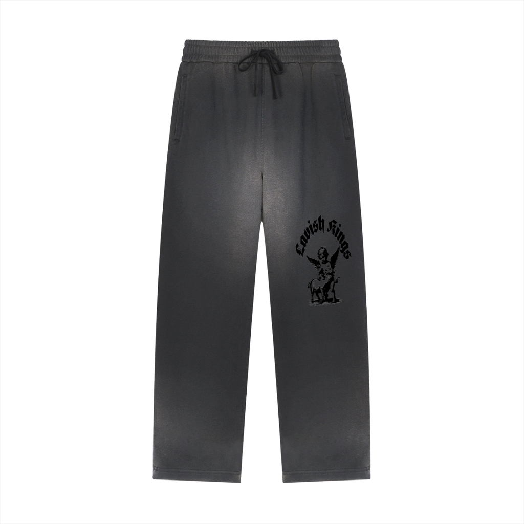 Sun Fade Raw Edge Straight-Leg Sweatpants