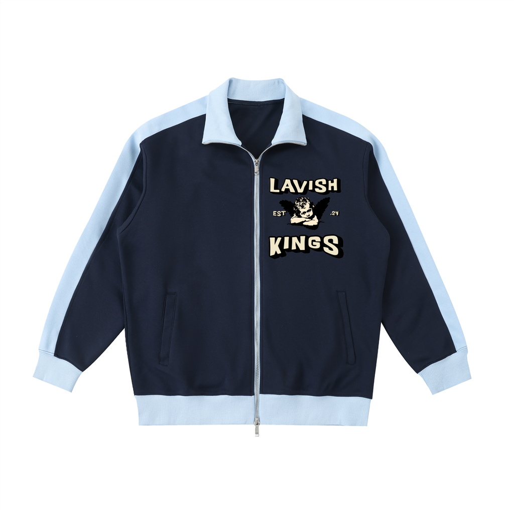 Contrast Trim Stand Collar Jacket - LavishKings