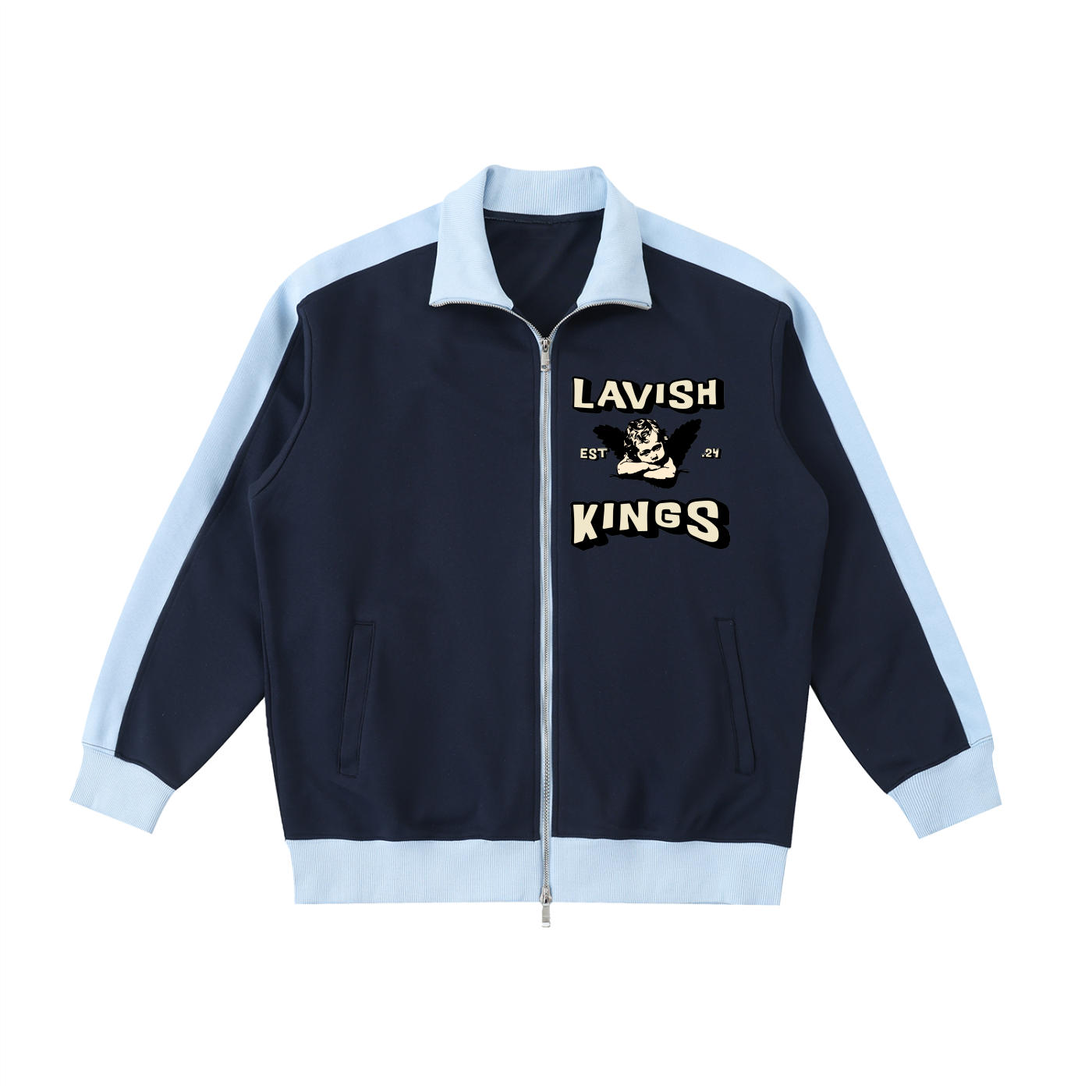 Contrast Trim Stand Collar Jacket