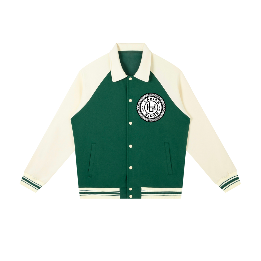 Contrast Raglan Sleeve Baseball Jacket - LavishKings