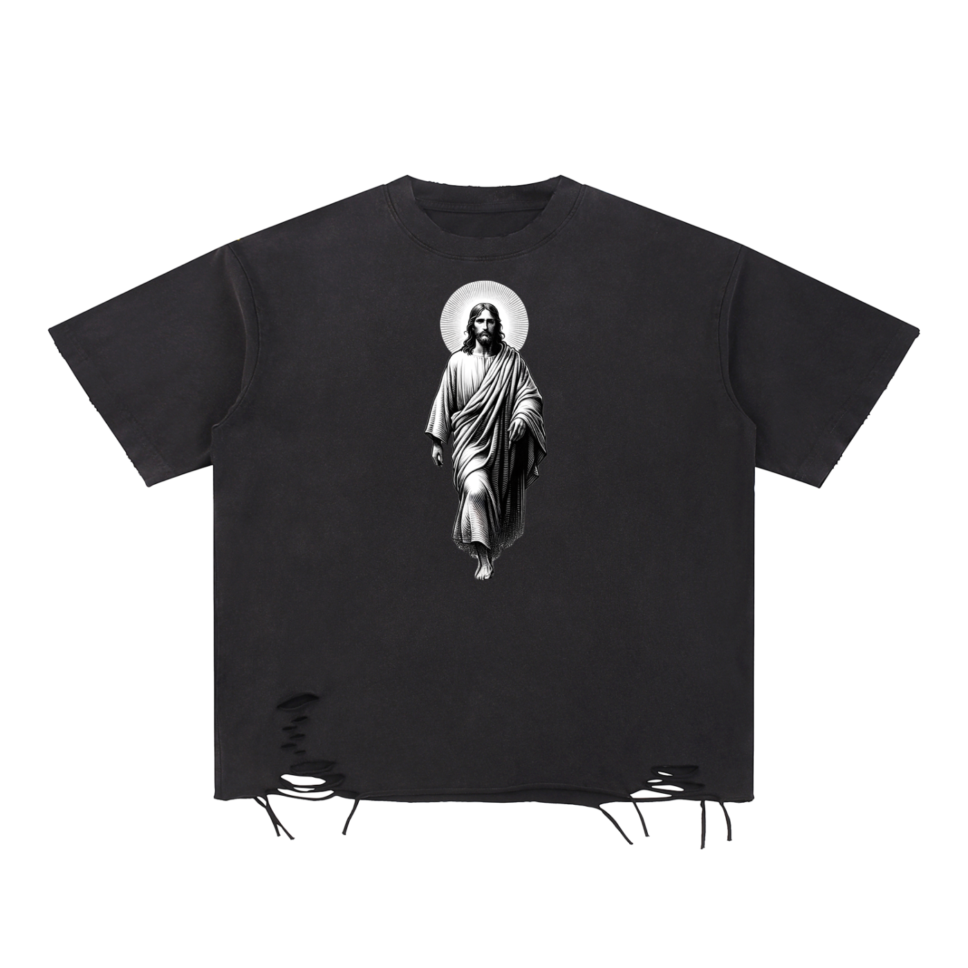 Snow Washed Raw-Hem T-Shirt