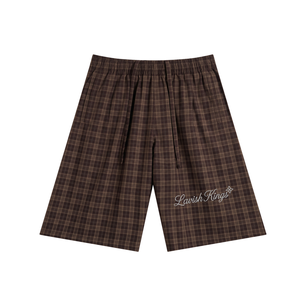 Unisex Plaid Wide Leg Shorts