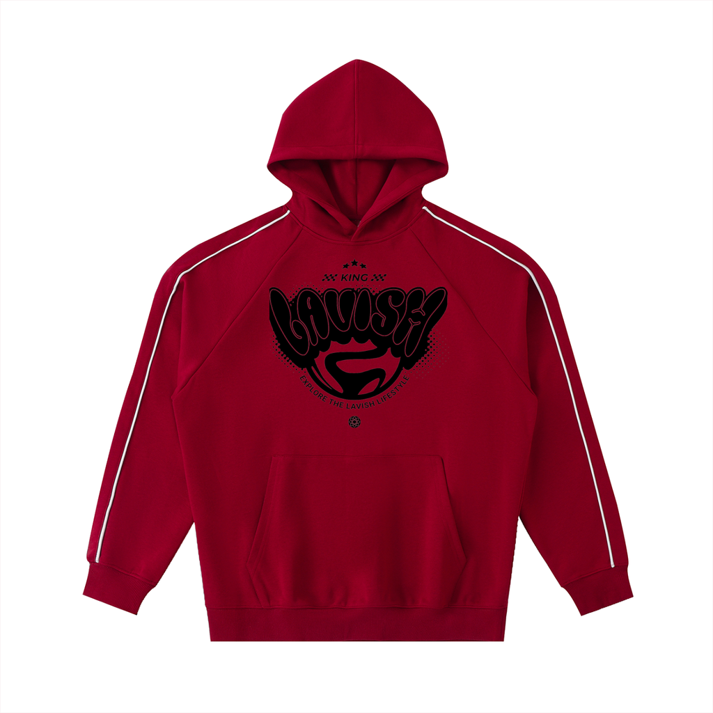 Contrast Piping Raglan Hoodie - LavishKings