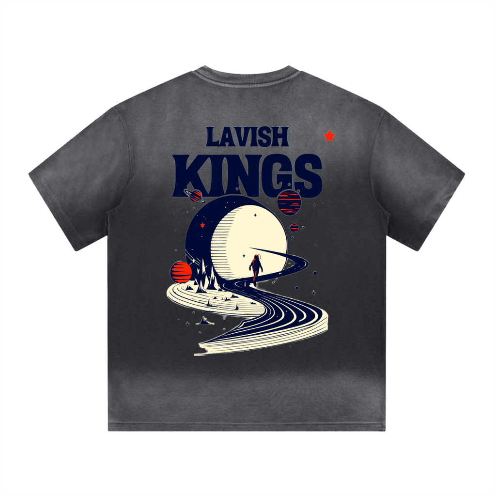 “I” Shape Gradient Washed T-Shirt - LavishKings