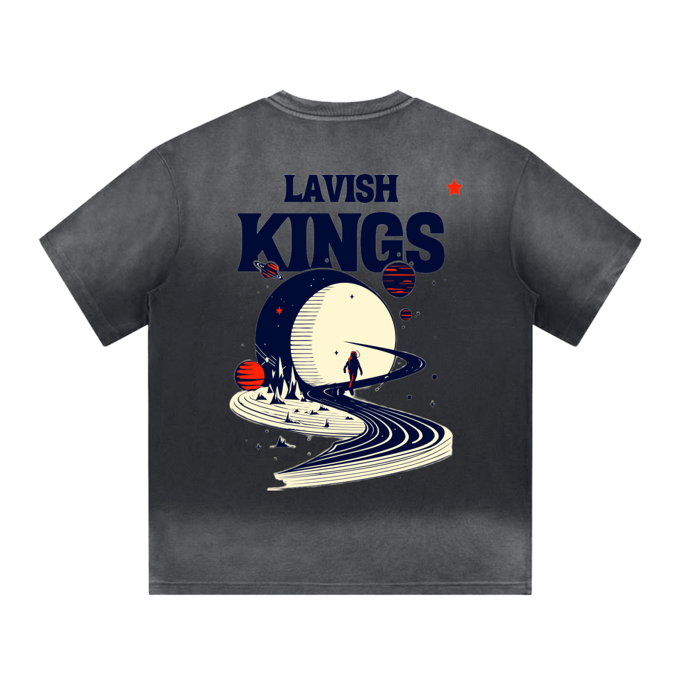 “I” Shape Gradient Washed T-Shirt - LavishKings