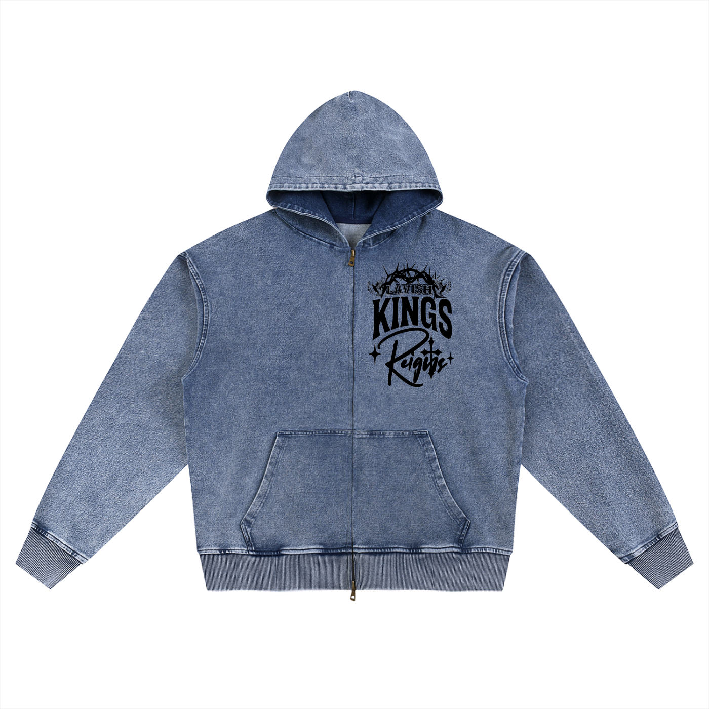 Snow Wash Oversized Zip-Up Hoodie