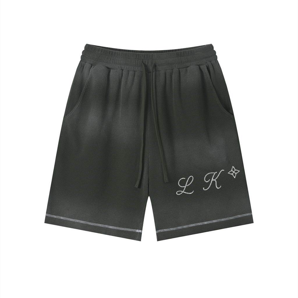 Unisex Sunfade Waffle Raw Hem Shorts