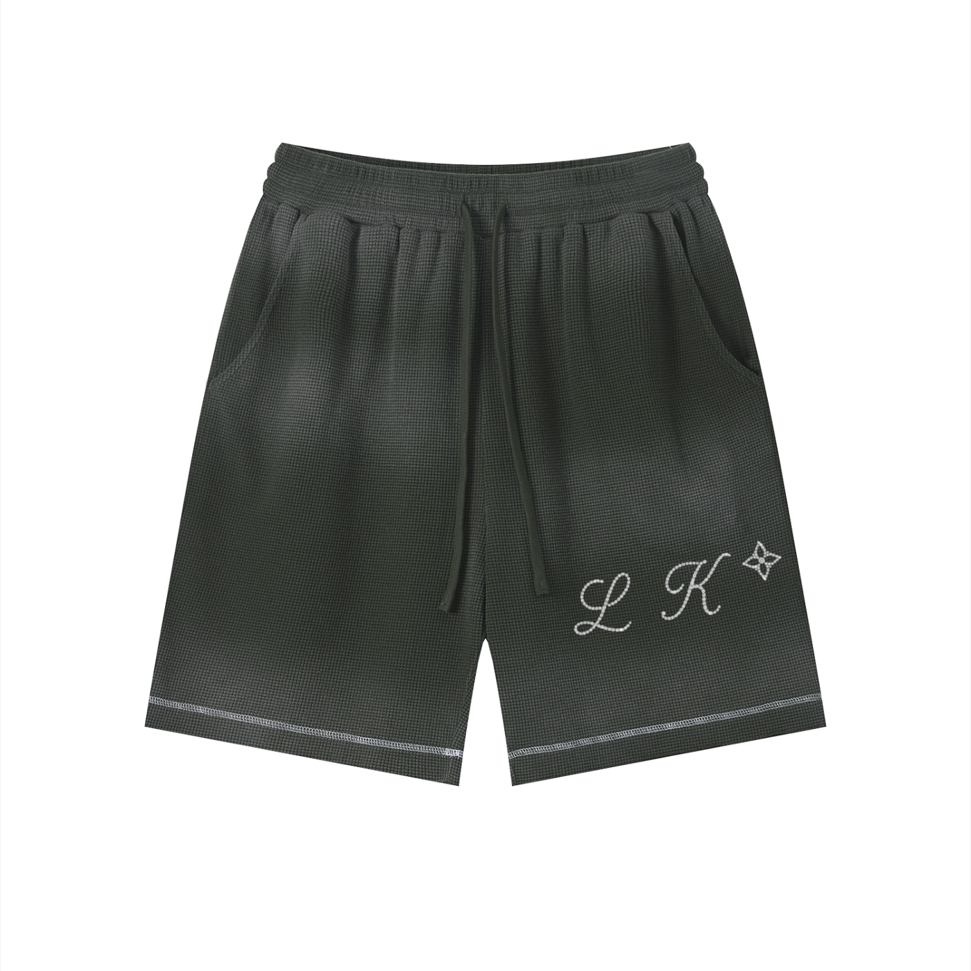 Unisex Sunfade Waffle Raw Hem Shorts