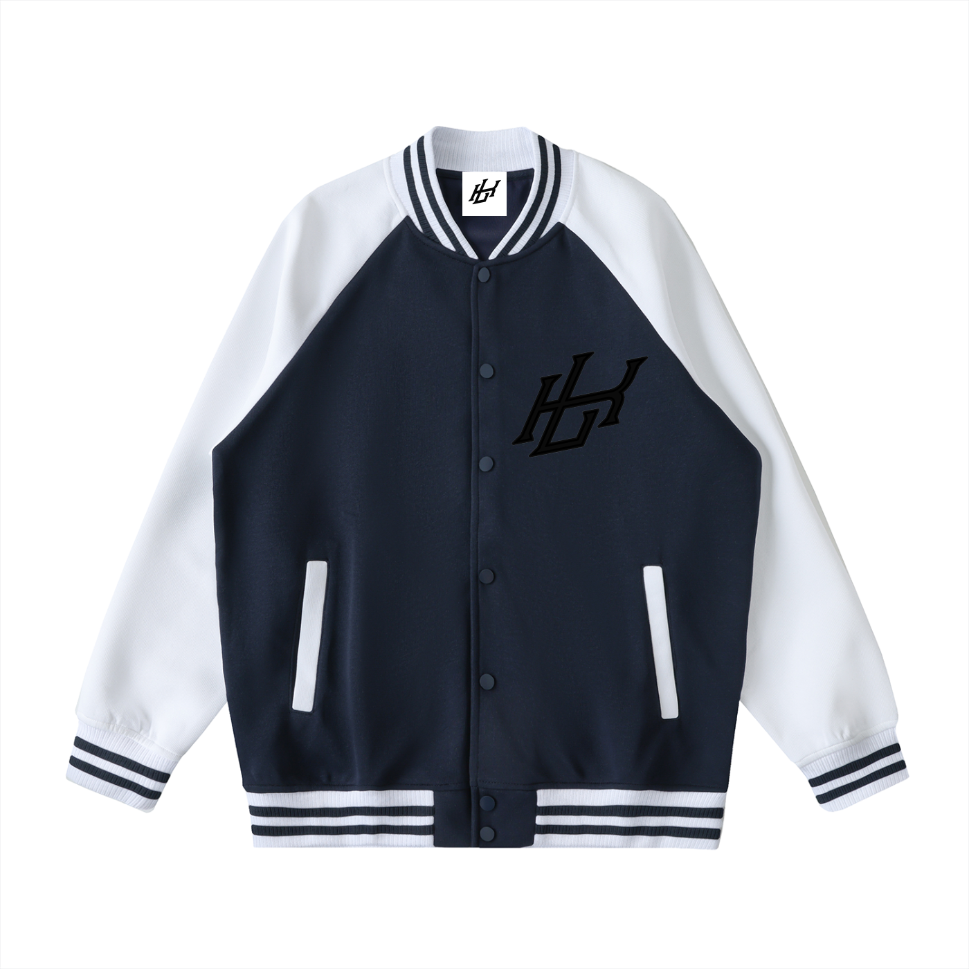 Two Tone Raglan Sleeve Varsity Jacket