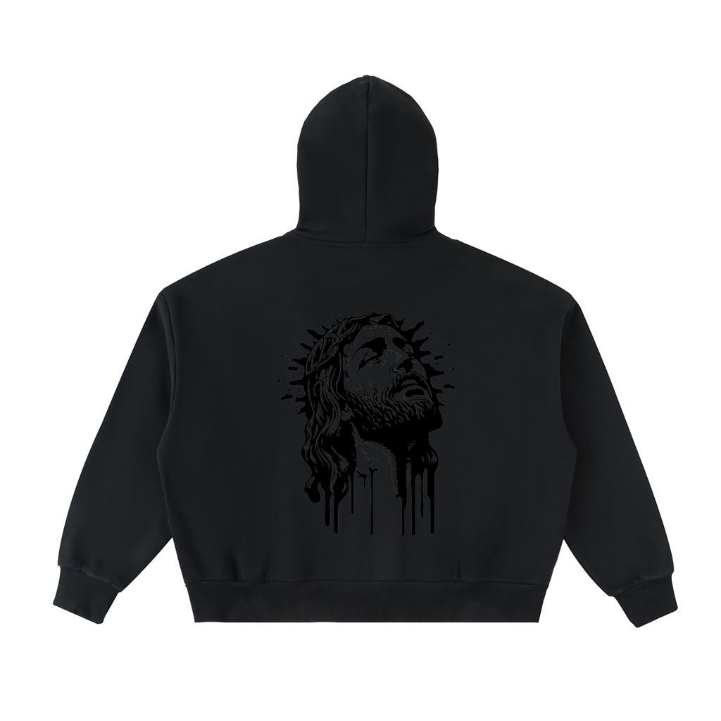 Fleeced Full-Zip Boxy Hoodie