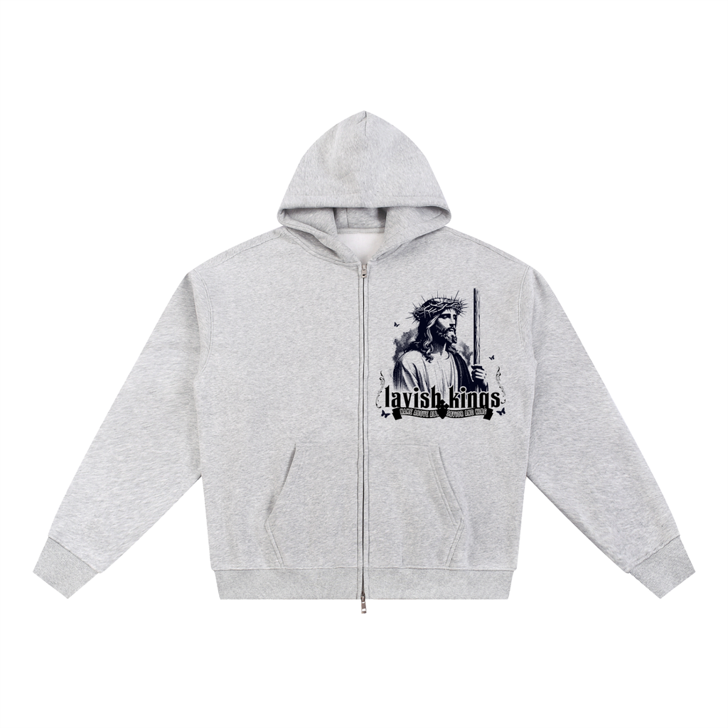 Essential Fleece Zip-Through Hoodie - LavishKings