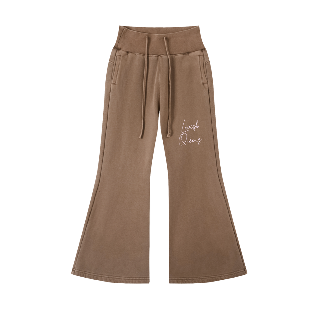 Vintage Washed Flared Fleece Pants - LavishKings