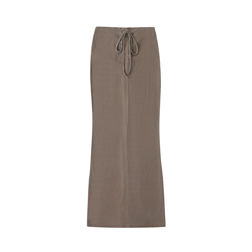 Dyed Washed Drawstring Maxi Skirt - LavishKings