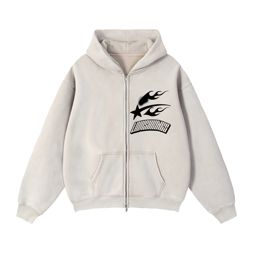 Zip-Through Boxy Fleece Hoodie - LavishKings