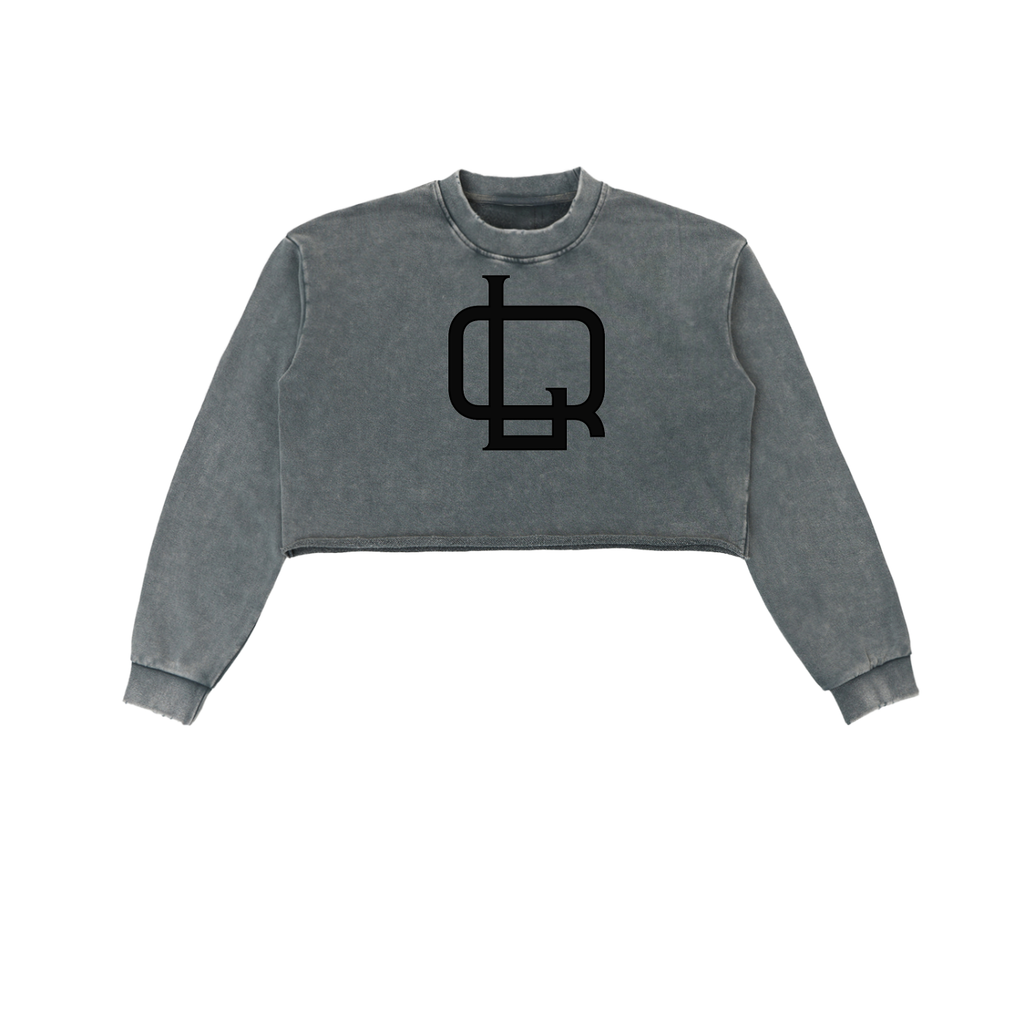 Snow Washed Raw Edge Cropped Sweatshirt - LavishKings