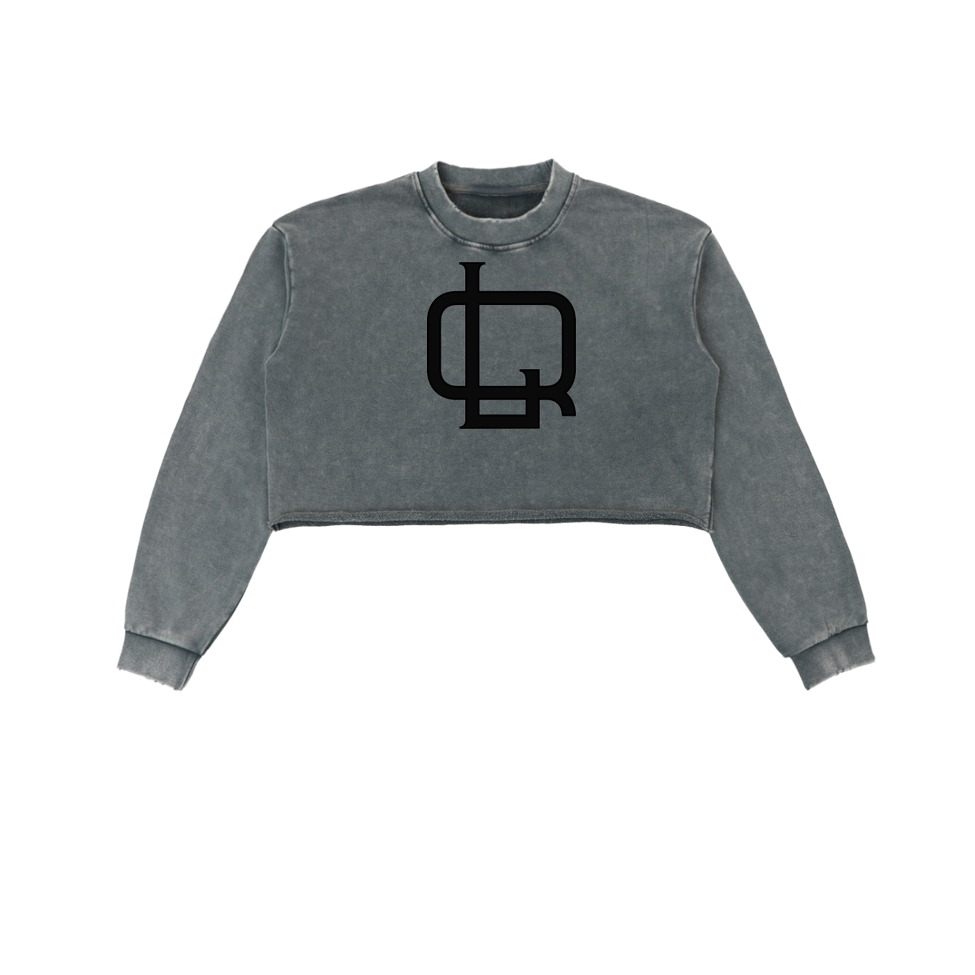 Snow Washed Raw Edge Cropped Sweatshirt