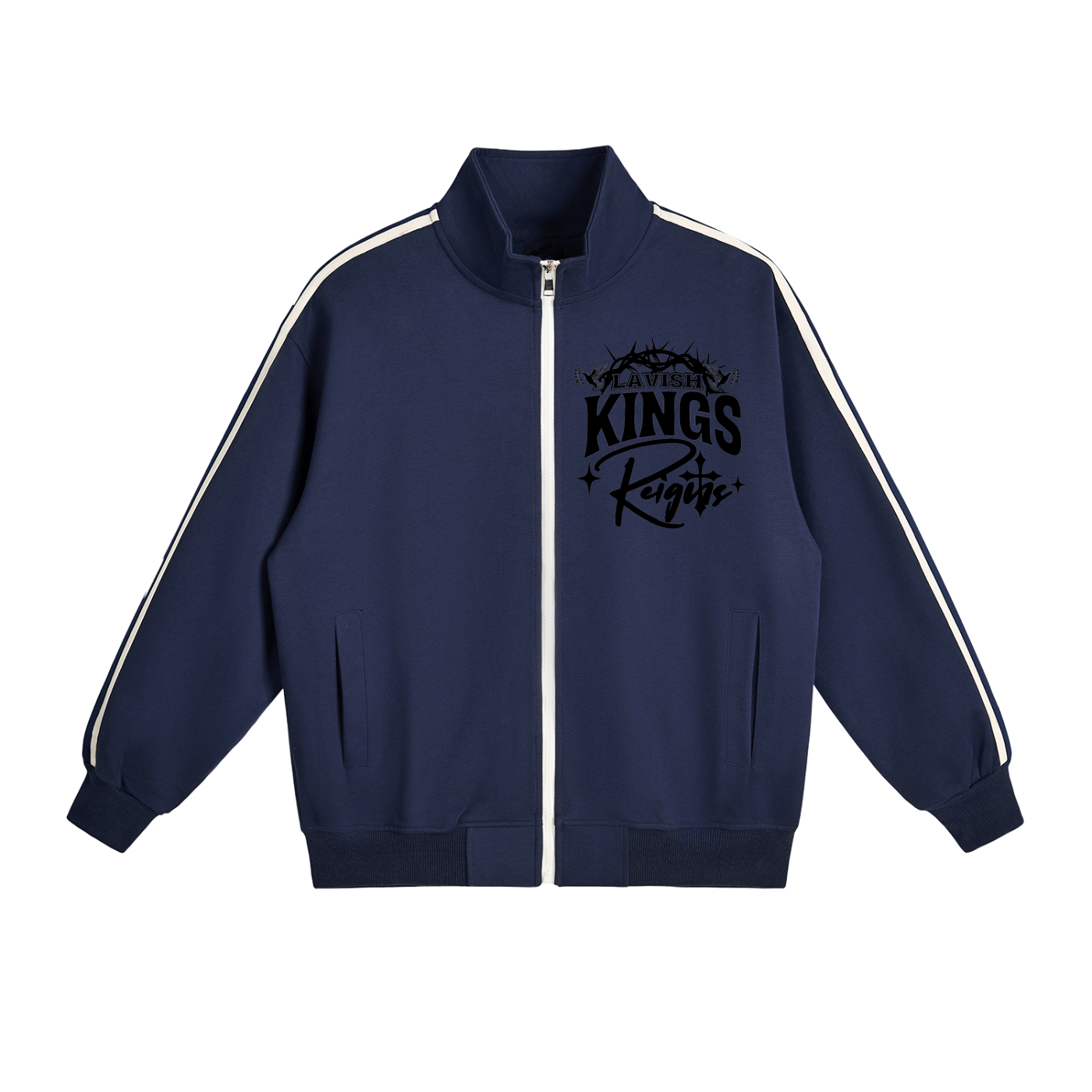 Contrast Side-Stripe Stand Collar  Jacket