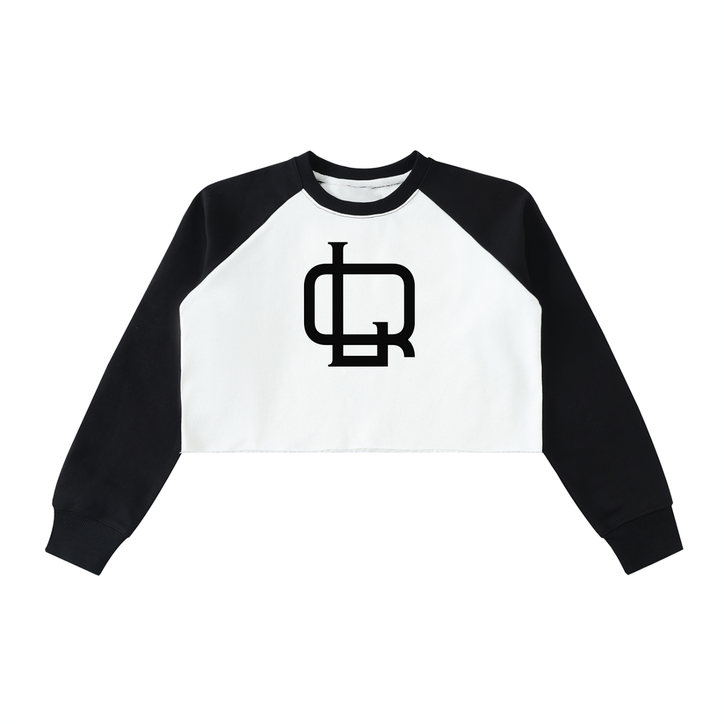 Raw-Hem Color-Block Raglan Crop Sweatshirt - LavishKings
