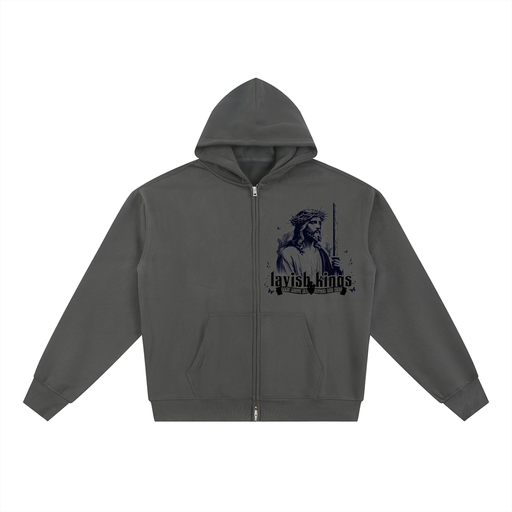 Essential Fleece Zip-Through Hoodie - LavishKings