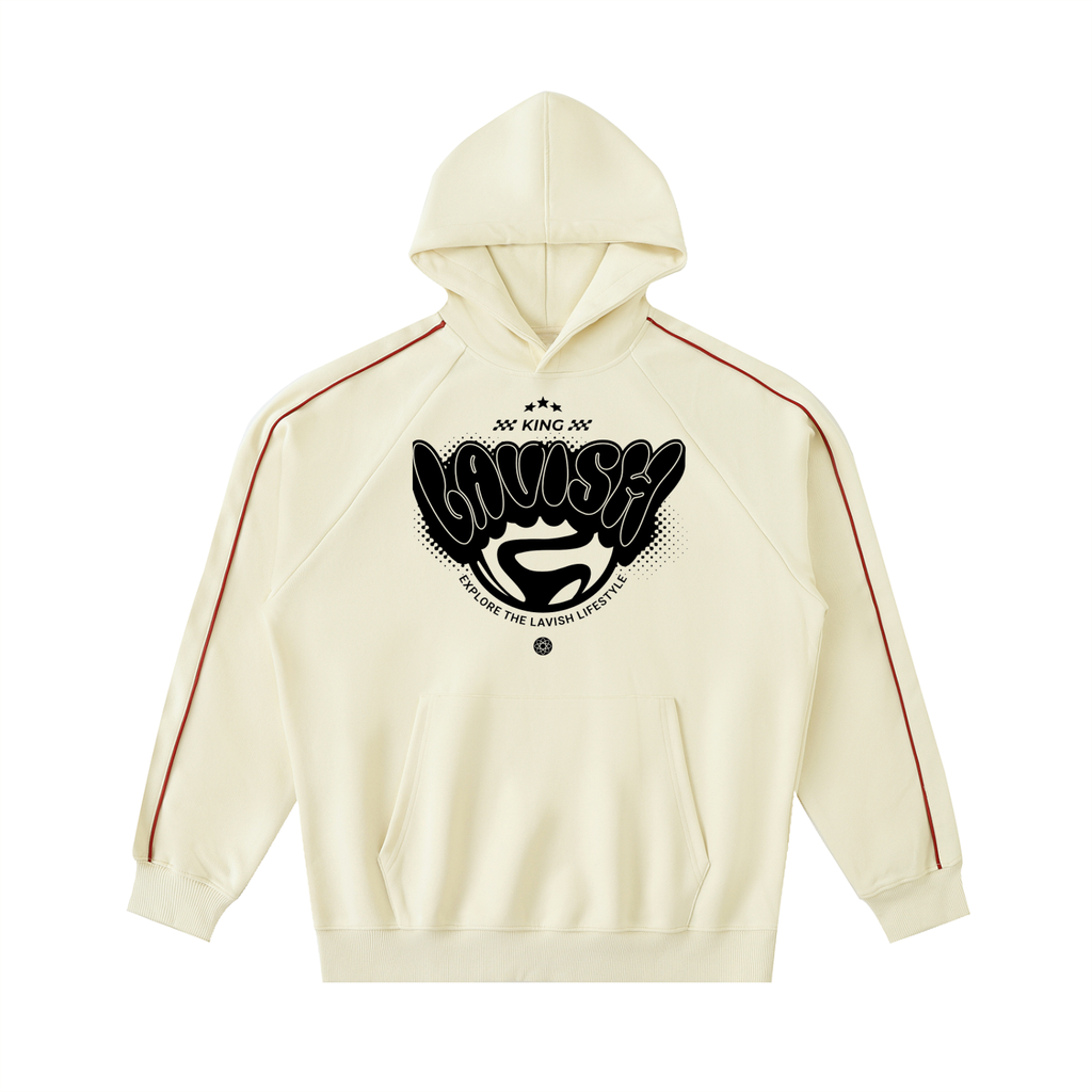 Contrast Piping Raglan Hoodie - LavishKings