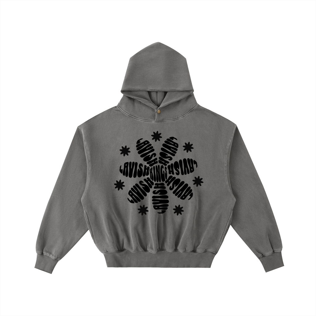 Frayed Enzyme Washed Fleece Hoodie - LavishKings