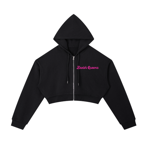 Essential Cropped Zip-Up Hoodie - LavishKings