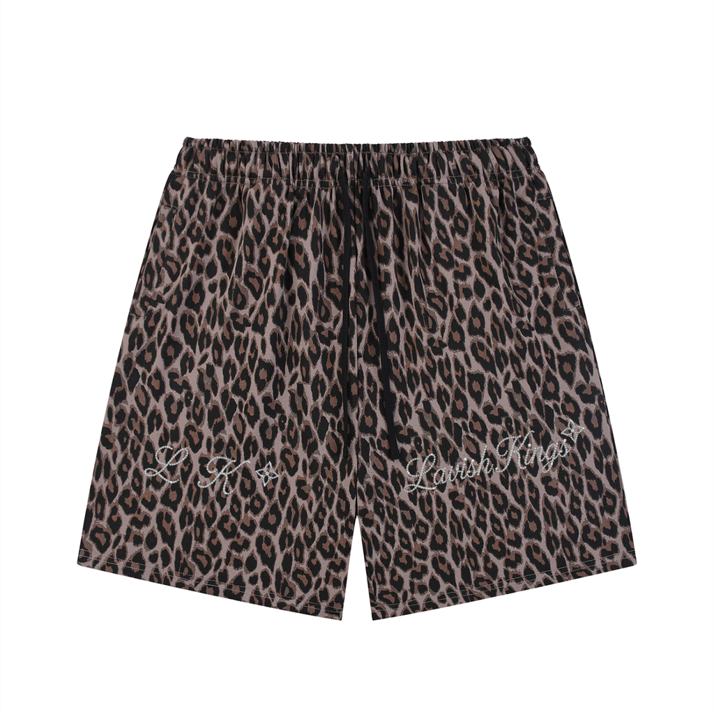 Unisex Heavyweight Leopard Drawstring Shorts