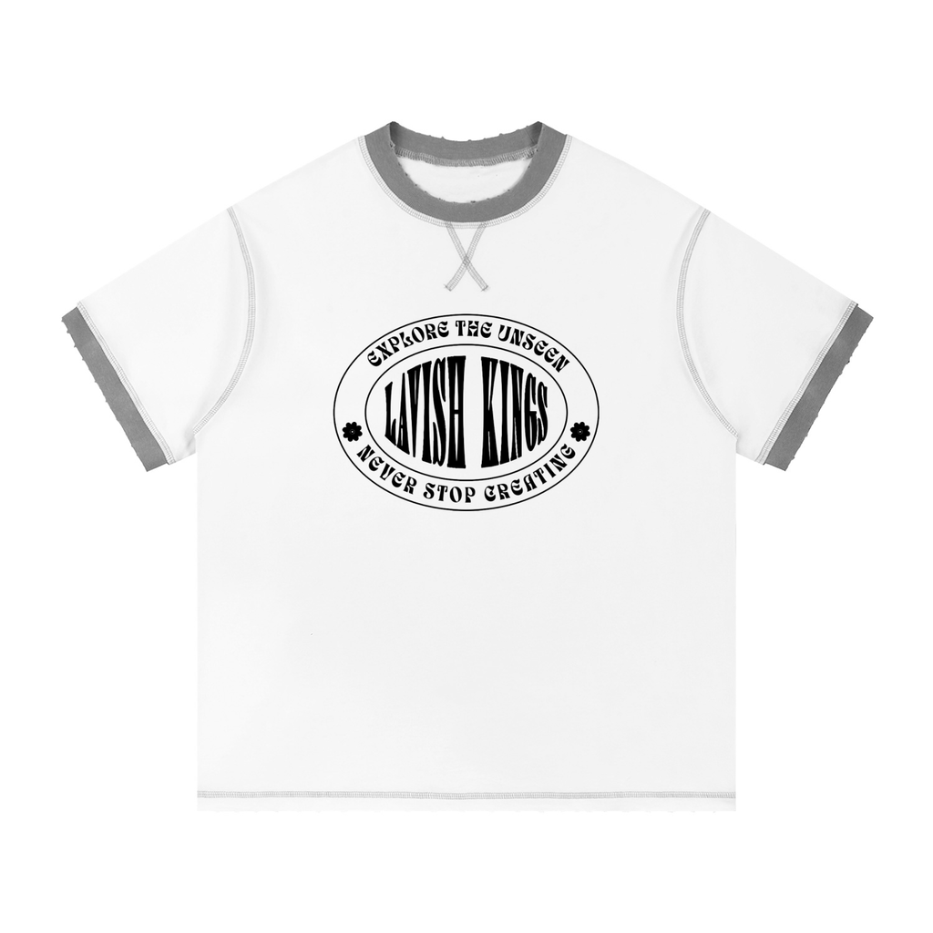 Contrast-Stitched Cotton T-Shirt - LavishKings
