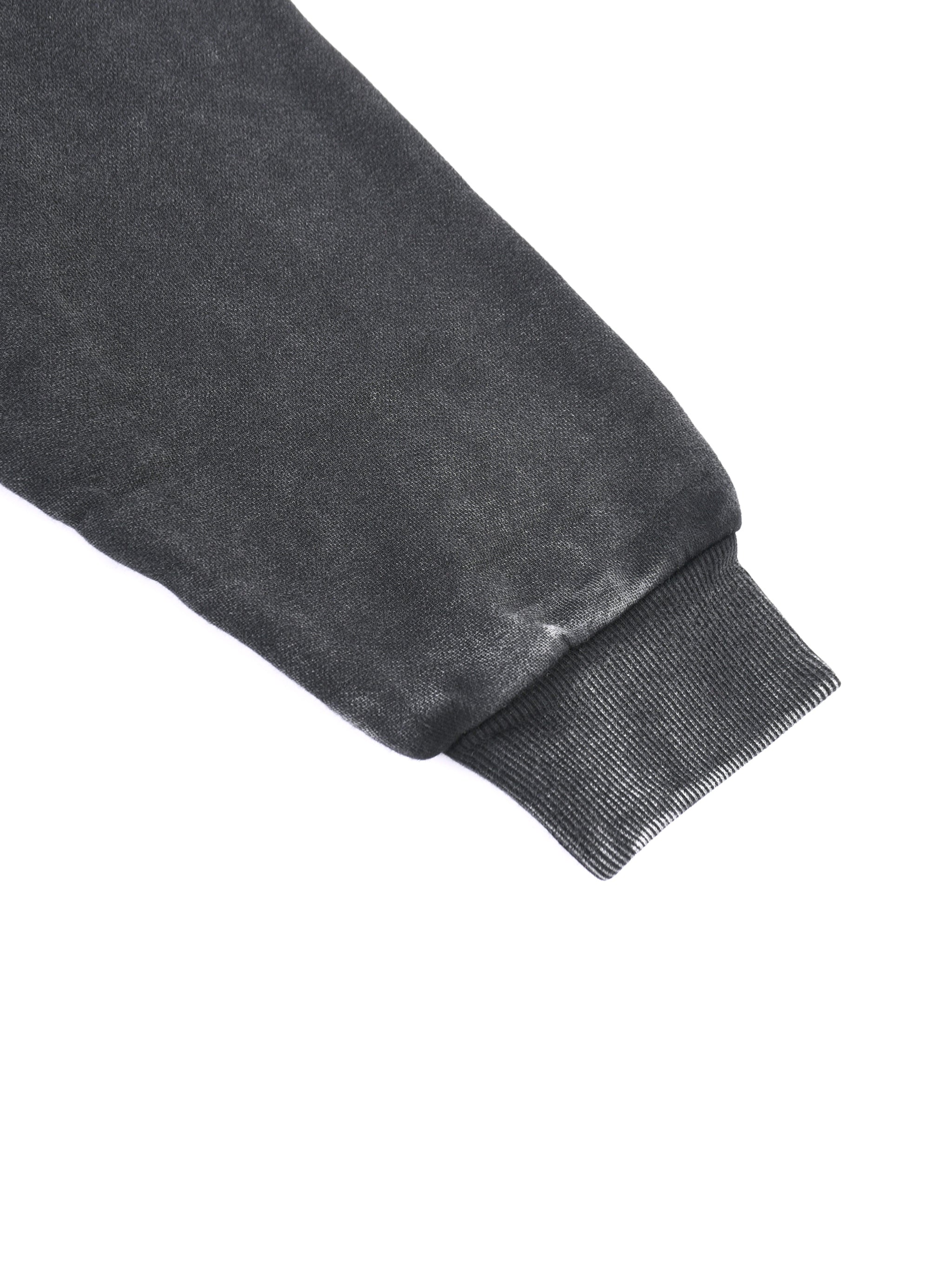 Snow Washed Tape Raw Edge Zip Hoodie - LavishKings
