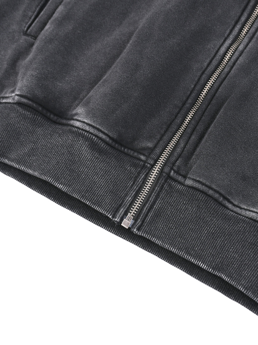 Snow Washed Tape Raw Edge Zip Hoodie - LavishKings