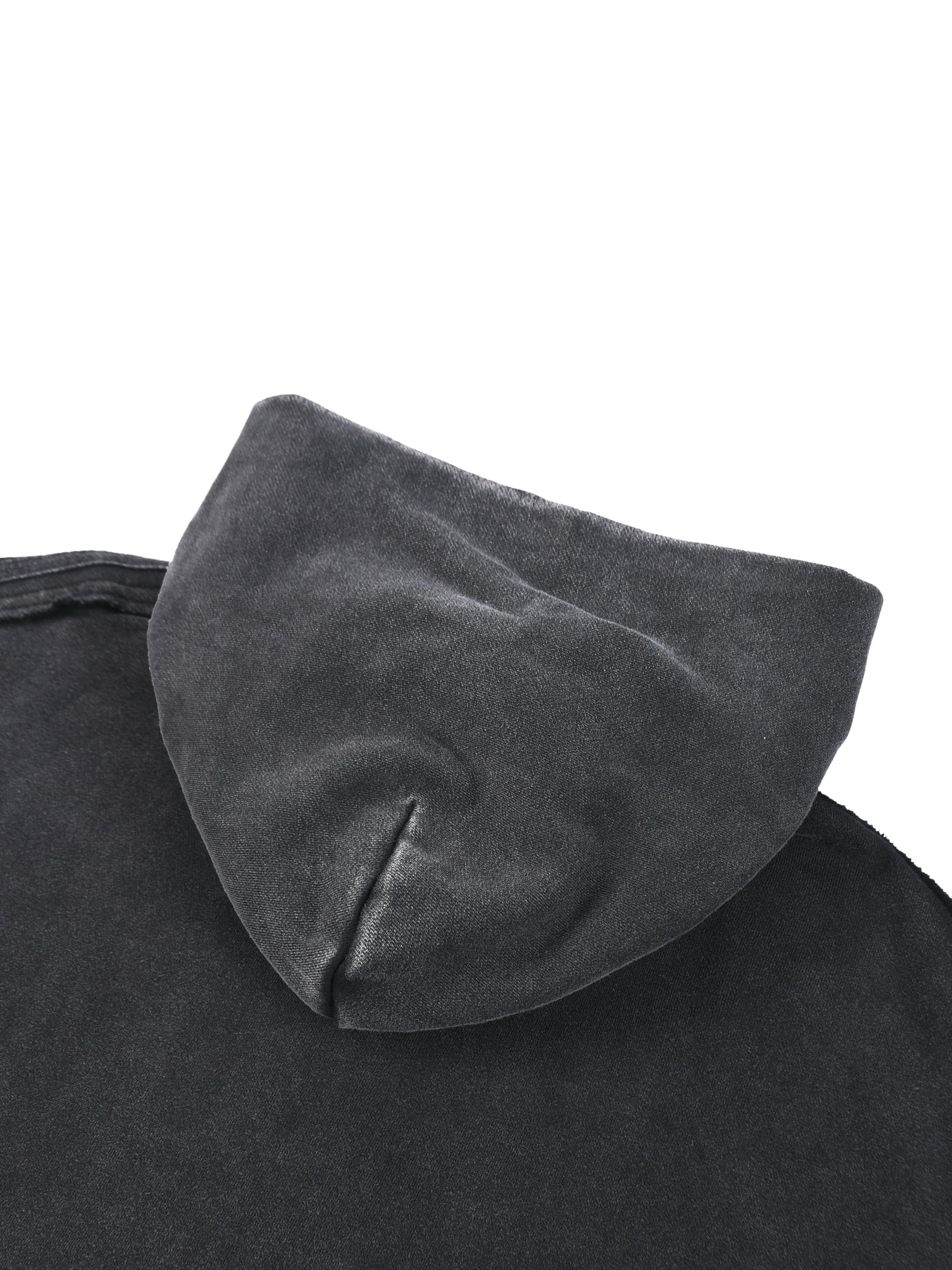 Snow Washed Tape Raw Edge Zip Hoodie - LavishKings