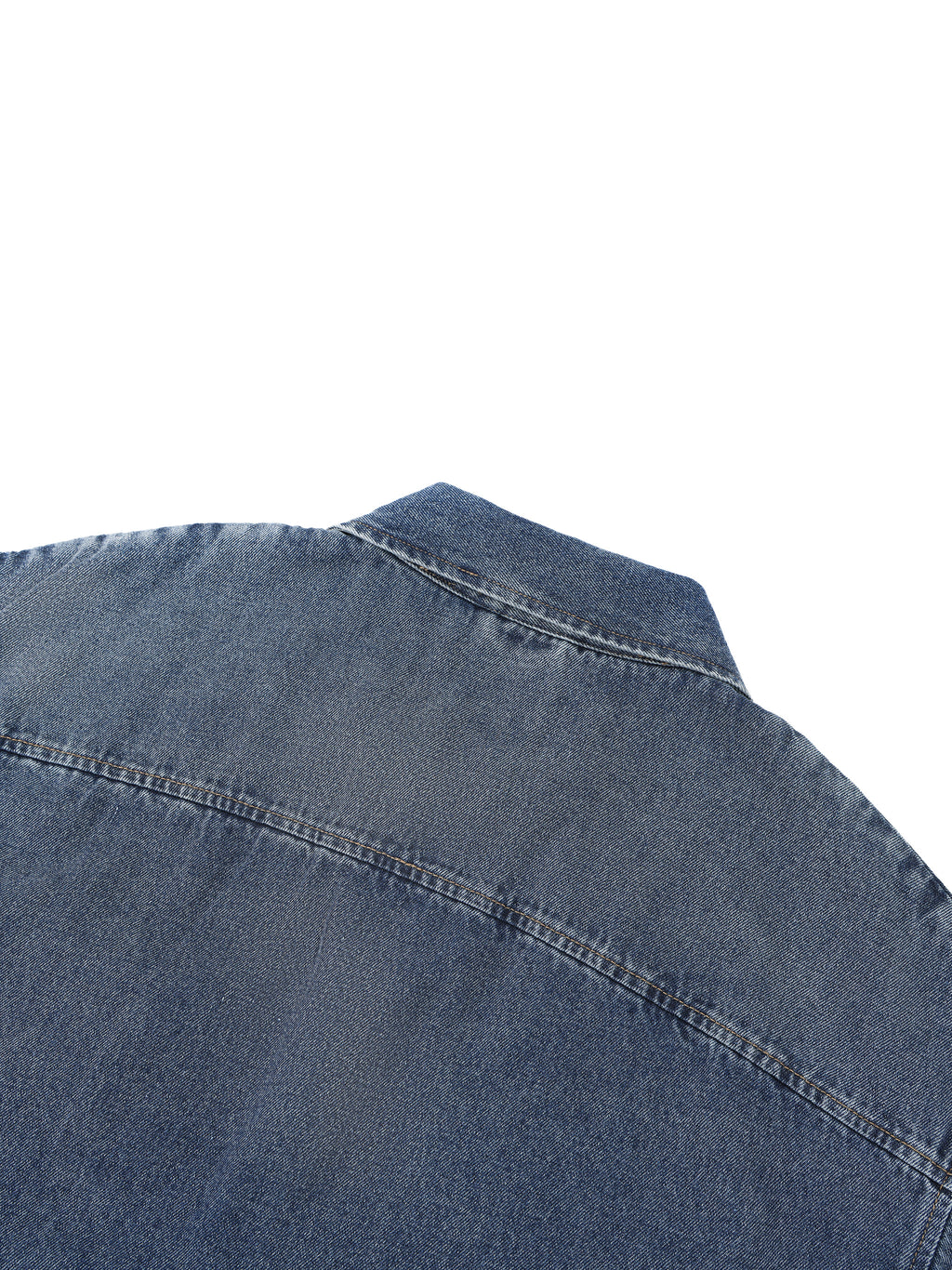 Unisex Vintage Wash Boxy Quarter-Zip Denim Shirt