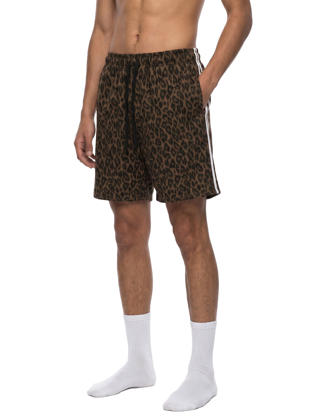 Unisex Heavyweight Leopard Drawstring Shorts